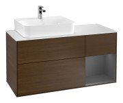 Тумба под раковину Villeroy & Boch Finion 120х50 ,1 см с подсветкой МДФ шпон грецкого ореха/стекло белое матовое G151GKGN