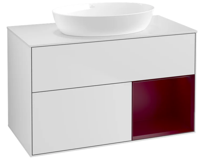 Тумба під раковину Villeroy & Boch Finion 100х50,1 см із підсвічуванням МДФ білий матовий лак/скло біле матове FA21HBMT