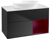 Тумба под раковину Villeroy & Boch Finion 100х50,1 см с подсветкой МДФ черный матовый лак/стекло белое матовое FA21HBPD