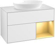 Тумба під раковину Villeroy & Boch Finion 100х50,1 см з підсвіткою МДФ білий глянцевий лак/скло біле матове FA21HFGF