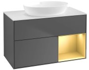 Тумба под раковину Villeroy & Boch Finion 100х50,1 см с подсветкой МДФ антрацит матовый лак/стекло белое матовое FA21HFGK