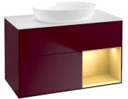 Тумба под раковину Villeroy & Boch Finion 100х50,1 см с подсветкой МДФ пион матовый лак/стекло белое матовое FA21HFHB