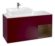 Тумба під раковину Villeroy & Boch Finion 120х50,1 см із підсвічуванням МДФ півонія матовий лак/скло біле матове G151GNHB