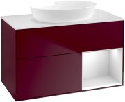 Тумба під раковину Villeroy & Boch Finion 100х50,1 см з підсвічуванням МДФ півонія матовий лак/скло біле матове FA21MTHB