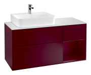 Тумба під раковину Villeroy & Boch Finion 120х50,1 см із підсвічуванням МДФ півонія матовий лак/скло біле матове G151HBHB