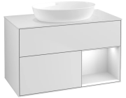 Тумба під раковину Villeroy & Boch Finion 100х50,1 см із підсвічуванням МДФ білий матовий лак/скло біле матове FA21MTMT