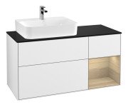 Тумба під раковину Villeroy & Boch Finion 120х50,1 см із підсвічуванням МДФ білий глянцевий лак/скло чорне матове F152PCGF