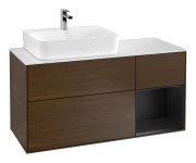 Тумба під раковину Villeroy & Boch Finion 120х50,1 см із підсвічуванням МДФ шпон волоського горіха/скло біле матове G151PDGN