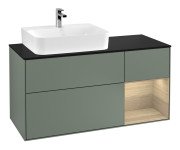 Тумба під раковину Villeroy & Boch Finion 120х50,1 см із підсвічуванням МДФ оливковий матовий лак/скло чорне матове F152PCGM