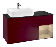 Тумба под раковину Villeroy & Boch Finion 120х50,1 см с подсветкой МДФ пион матовый лак/стекло черное матовое F152PCHB