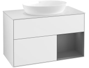 Тумба под раковину Villeroy & Boch Finion 100х50,1 см с подсветкой МДФ глянцевый белый лак/стекло белое матовое FA21GKGF