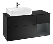 Тумба под раковину Villeroy & Boch Finion 120х50,1 см с подсветкой МДФ черный матовый лак/стекло черное матовое F152HGPD