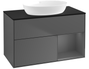 Тумба под раковину Villeroy & Boch Finion 100х50,1 см с подсветкой МДФ антрацит матовый лак/стекло черное матовое FA22GKGK