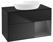 Тумба под раковину Villeroy & Boch Finion 100х50,1 см с подсветкой МДФ черный матовый лак/стекло черное матовое FA22GKPD