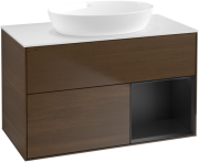 Тумба під раковину Villeroy & Boch Finion 100х50,1 см із підсвічуванням МДФ шпон волоського горіха/скло біле матове FA21PDGN