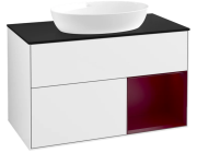 Тумба под раковину Villeroy & Boch Finion 100х50,1 см с подсветкой МДФ глянцевый белый лак/стекло черное матовое FA22HBGF