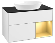 Тумба под раковину Villeroy & Boch Finion 100х50,1 см с подсветкой МДФ глянцевый белый лак/стекло черное матовое FA22HFGF