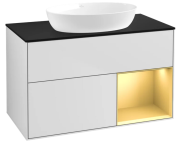 Тумба під раковину Villeroy & Boch Finion 100х50,1 см із підсвічуванням МДФ білий матовий лак/скло чорне матове FA22HFMT