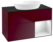 Тумба под раковину Villeroy & Boch Finion 100х50,1 см с подсветкой МДФ пион матовый лак/стекло черное матовое FA22MTHB