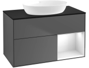 Тумба под раковину Villeroy & Boch Finion 100х50,1 см с подсветкой МДФ антрацит матовый лак/стекло черное матовое FA22GFGK