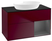 Тумба під раковину Villeroy & Boch Finion 100х50,1 см з підсвічуванням МДФ півонія матовий лак/скло чорне матове FA22GKHB