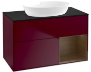 Тумба под раковину Villeroy & Boch Finion 100х50,1 см с подсветкой МДФ пион матовый лак/стекло черное матовое FA22GNHB