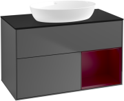 Тумба під раковину Villeroy & Boch Finion 100х50,1 см із підсвічуванням МДФ антрацит матовий лак/скло чорне матове FA22HBGK