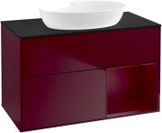 Тумба під раковину Villeroy & Boch Finion 100х50,1 см з підсвічуванням МДФ півонія матовий лак/скло чорне матове FA22HBHB