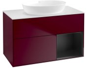 Тумба под раковину Villeroy & Boch Finion 100х50,1 см с подсветкой МДФ пион матовый лак/стекло белое матовое FA21PDHB