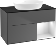 Тумба под раковину Villeroy & Boch Finion 100х50,1 см с подсветкой МДФ антрацит матовый лак/стекло черное матовое FA22MTGK