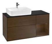 Тумба под раковину Villeroy & Boch Finion 120х50,1 см с подсветкой МДФ шпон грецкого ореха/стекло черное матовое G152GNGN