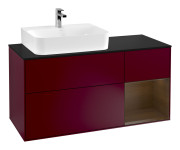 Тумба под раковину Villeroy & Boch Finion 120х50,1 см с подсветкой МДФ пион матовый лак/стекло черное матовое G152GNHB