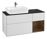 Тумба под раковину Villeroy & Boch Finion 120х50,1 см с подсветкой МДФ белый матовый лак/стекло черное матовое G152GNMT