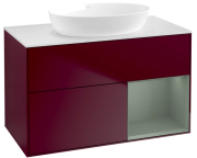 Тумба под раковину Villeroy & Boch Finion 100х50,1 см с подсветкой МДФ пион матовый лак/стекло белое матовое FA21GMHB