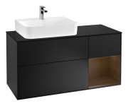 Тумба под раковину Villeroy & Boch Finion 120х50,1 см с подсветкой МДФ черный матовый лак/стекло черное матовое G152GNPD