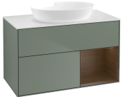 Тумба під раковину Villeroy & Boch Finion 100х50,1 см із підсвічуванням МДФ оливковий матовий лак/скло біле матове FA21GNGM