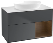 Тумба под раковину Villeroy & Boch Finion 100х50,1 см с подсветкой МДФ темно-синий матовый лак/стекло белое матовое FA21GNHG