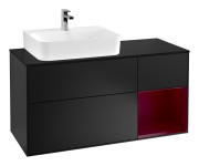 Тумба под раковину Villeroy & Boch Finion 120х50,1 см с подсветкой МДФ черный матовый лак/стекло черное матовое G152HBPD