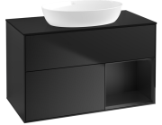 Тумба под раковину Villeroy & Boch Finion 100х50,1 см с подсветкой МДФ черный матовый лак/стекло черное матовое FA22PDPD