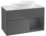 Тумба під раковину Villeroy & Boch Finion 100х50,1 см з підсвічуванням антрацит матовий лак/скло біле матове FA21HGGK