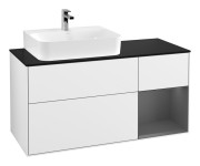 Тумба под раковину Villeroy & Boch Finion 120х50,1 см с подсветкой МДФ глянцевый белый лак/стекло черное матовое G152GKGF