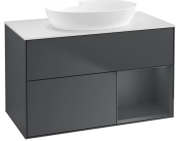 Тумба под раковину Villeroy & Boch Finion 100х50,1 см с подсветкой МДФ темно-синий матовый лак/стекло белое матовое FA21HGHG