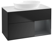 Тумба під раковину Villeroy & Boch Finion 100х50,1 см із підсвічуванням МДФ чорний матовий лак/скло біле матове FA21HGPD