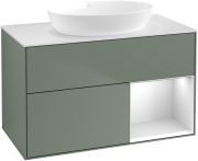 Тумба под раковину Villeroy & Boch Finion 100х50,1 см с подсветкой МДФ оливковый матовый лак/стекло белое матовое FA21MTGM
