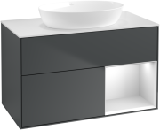 Тумба под раковину Villeroy & Boch Finion 100х50,1 см с подсветкой МДФ темно-синий матовый лак/стекло белое матовое FA21MTHG