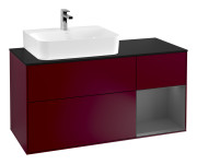 Тумба под раковину Villeroy & Boch Finion 120х50,1 см с подсветкой МДФ пион матовый лак/стекло черное матовое G152GKHB