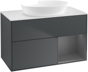 Тумба под раковину Villeroy & Boch Finion 100х50,1 см с подсветкой МДФ темно-синий матовый лак/стекло белое матовое FA21GKHG