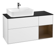 Тумба под раковину Villeroy & Boch Finion 120х50,1 см с подсветкой МДФ глянцевый белый лак/стекло черное матовое G152GNGF