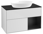 Тумба под раковину Villeroy & Boch Finion 100х50,1 см с подсветкой МДФ белый матовый лак/стекло черное матовое FA22PDMT