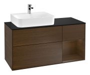 Тумба под раковину Villeroy & Boch Finion 120х50,1 см с подсветкой МДФ шпон грецкого ореха/стекло черное матовое G152GNGN